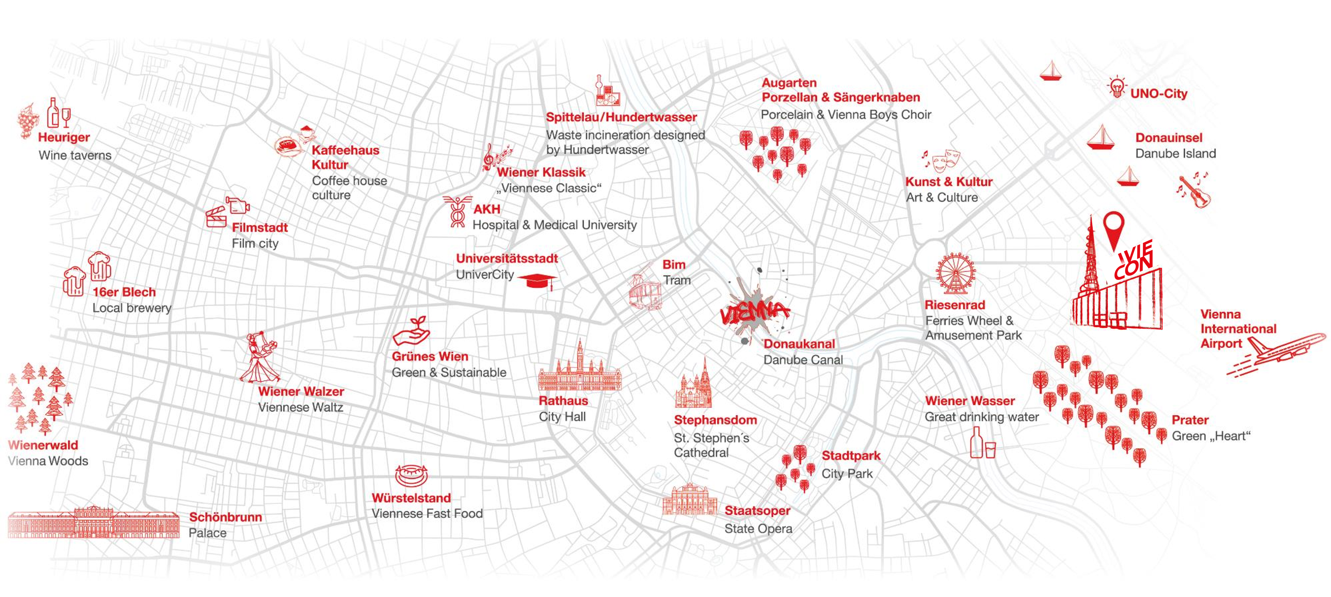 Map of Vienna with VIECON