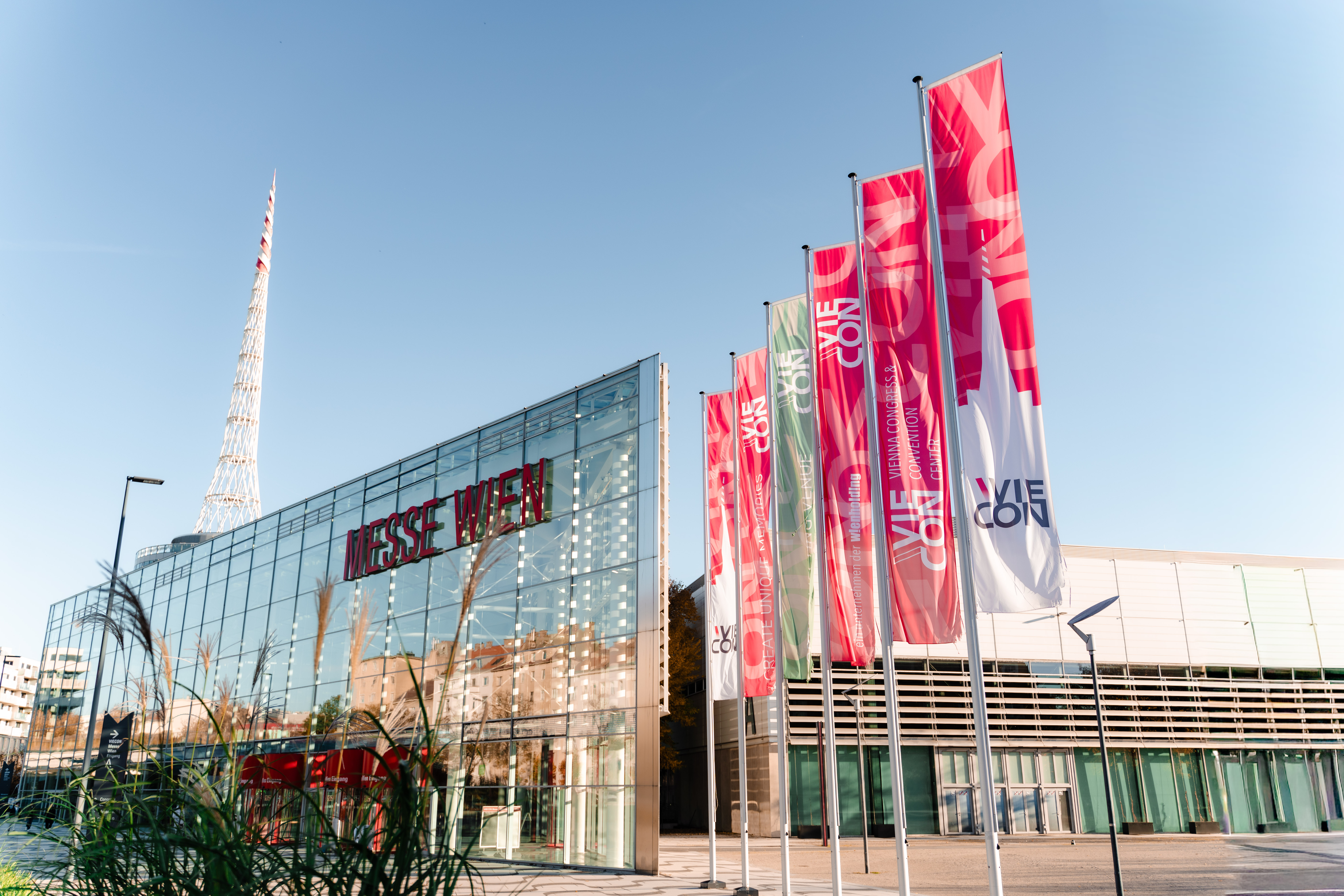 Flaggen am VIECON Vorplatz